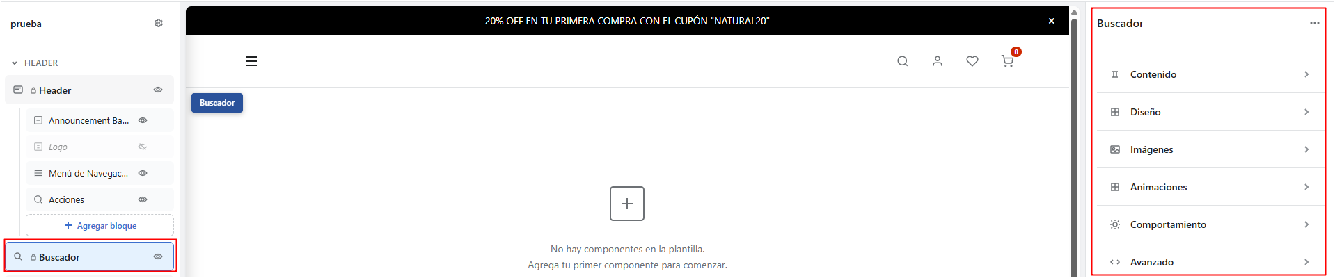 Configuración del buscador