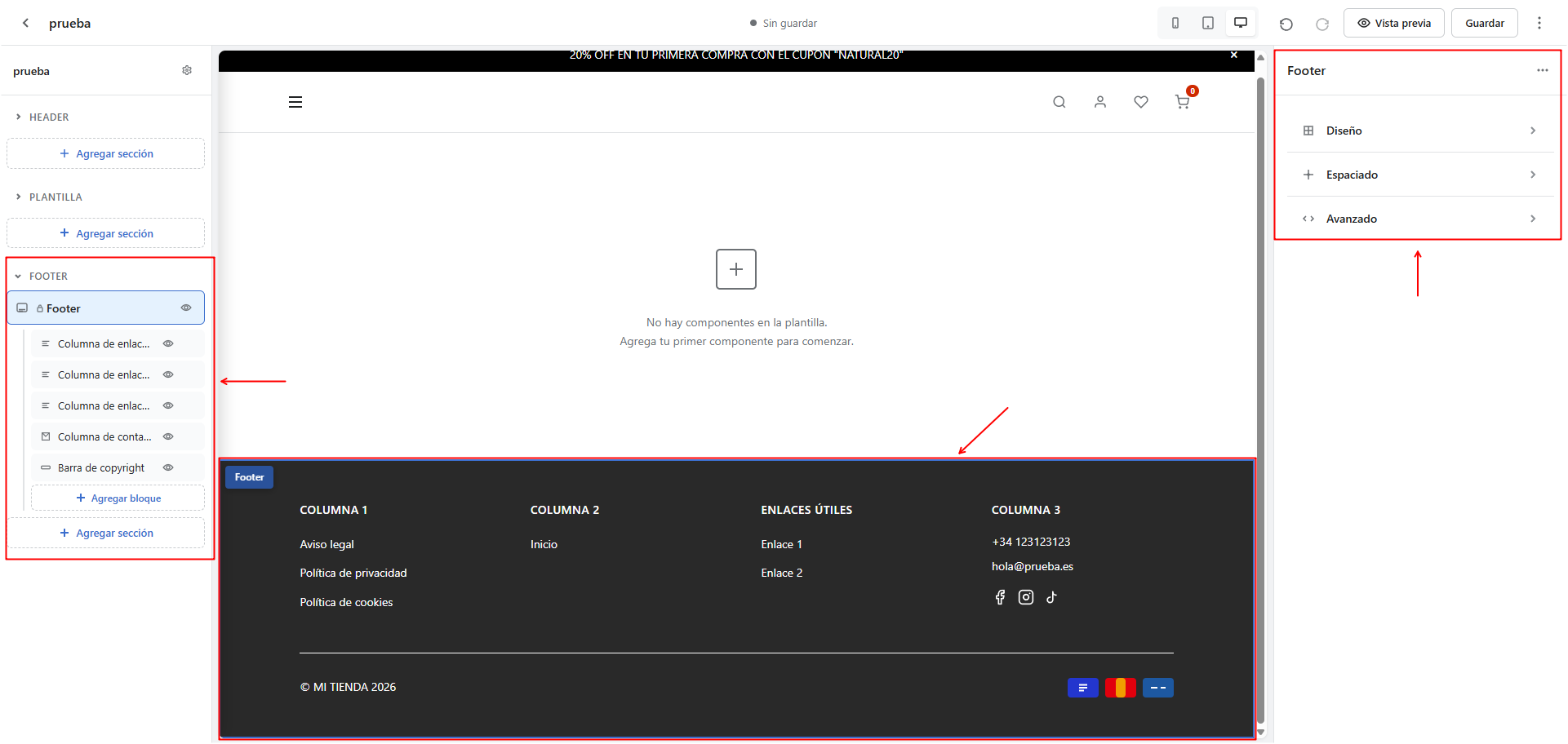 Configuración del Footer