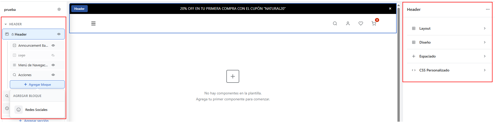 Configuración del Header