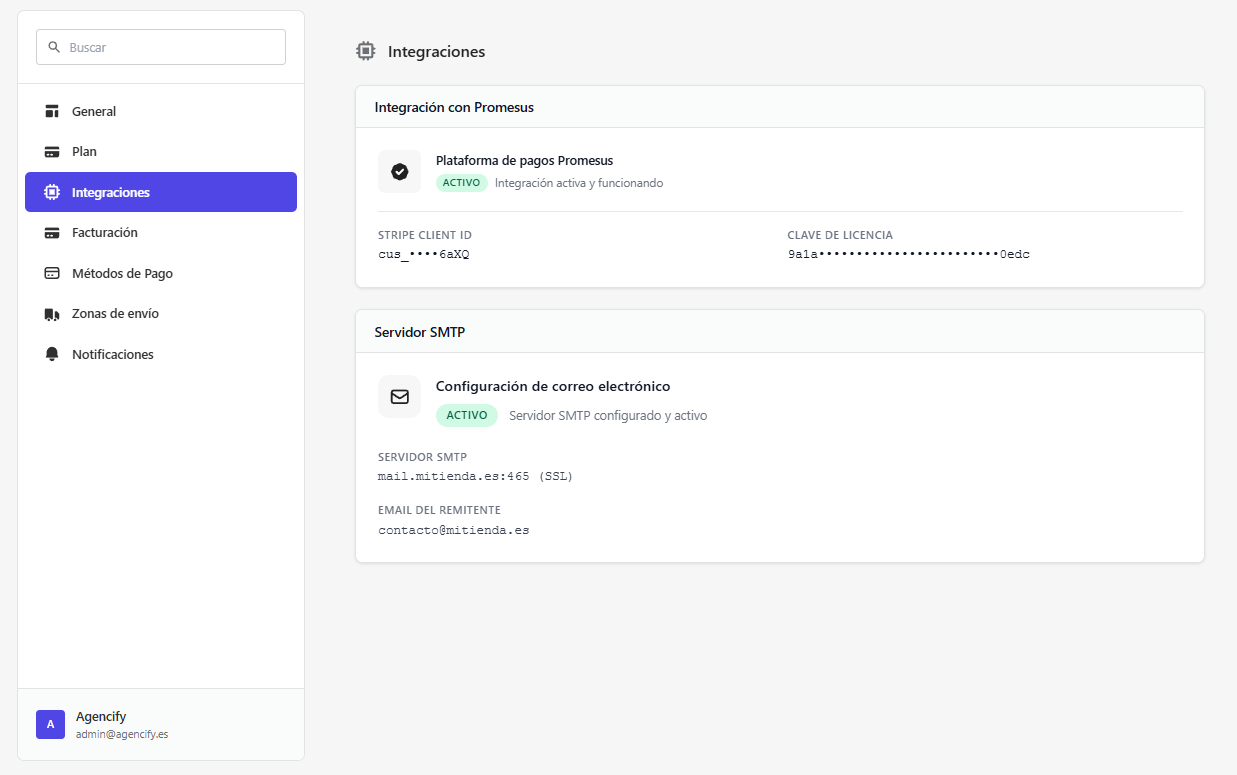 Configuración de integraciones