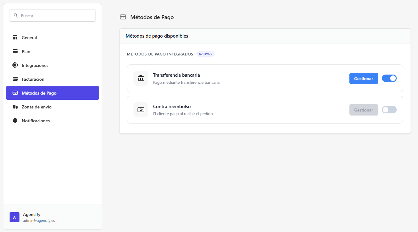 Métodos de pago