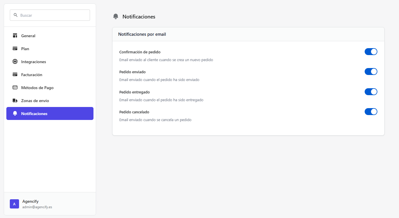 Configuración de notificaciones